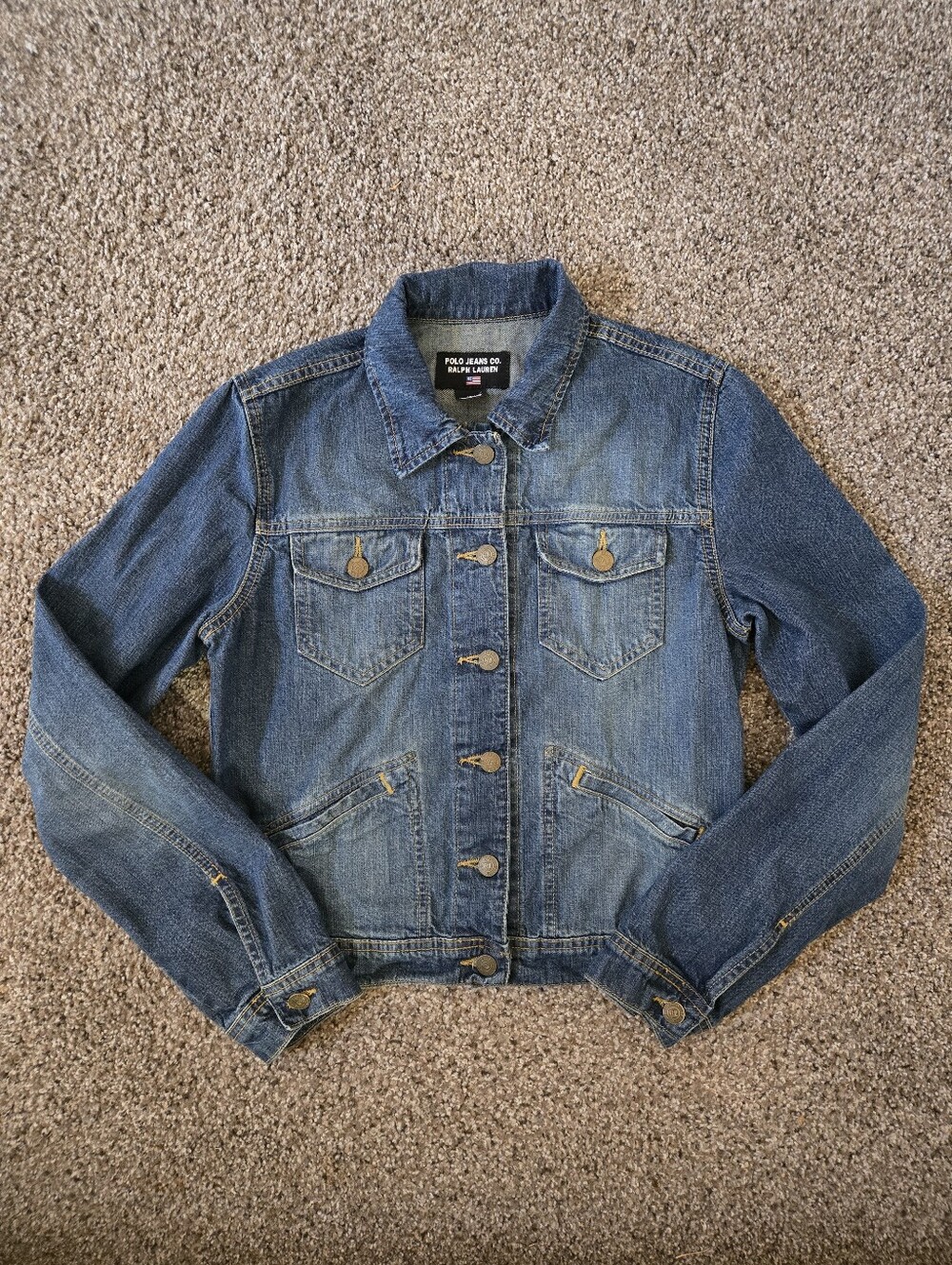 VTG Polo Jeans Co. Ralph Lauren Trucker Jean Jacket Women's Medium Blue Denim